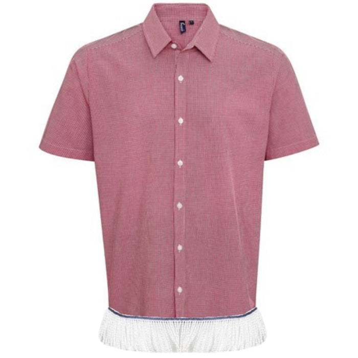 Men's Gingham Short Sleeve Fringed Shirt (4 Colors) - Free Worldwide Shipping- Sew Royal US