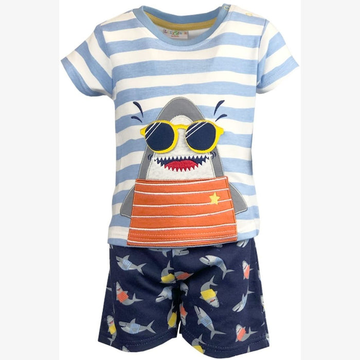 Boys Shark T-Shirt & Shorts Set with Fringes - Free Worldwide Shipping- Sew Royal US