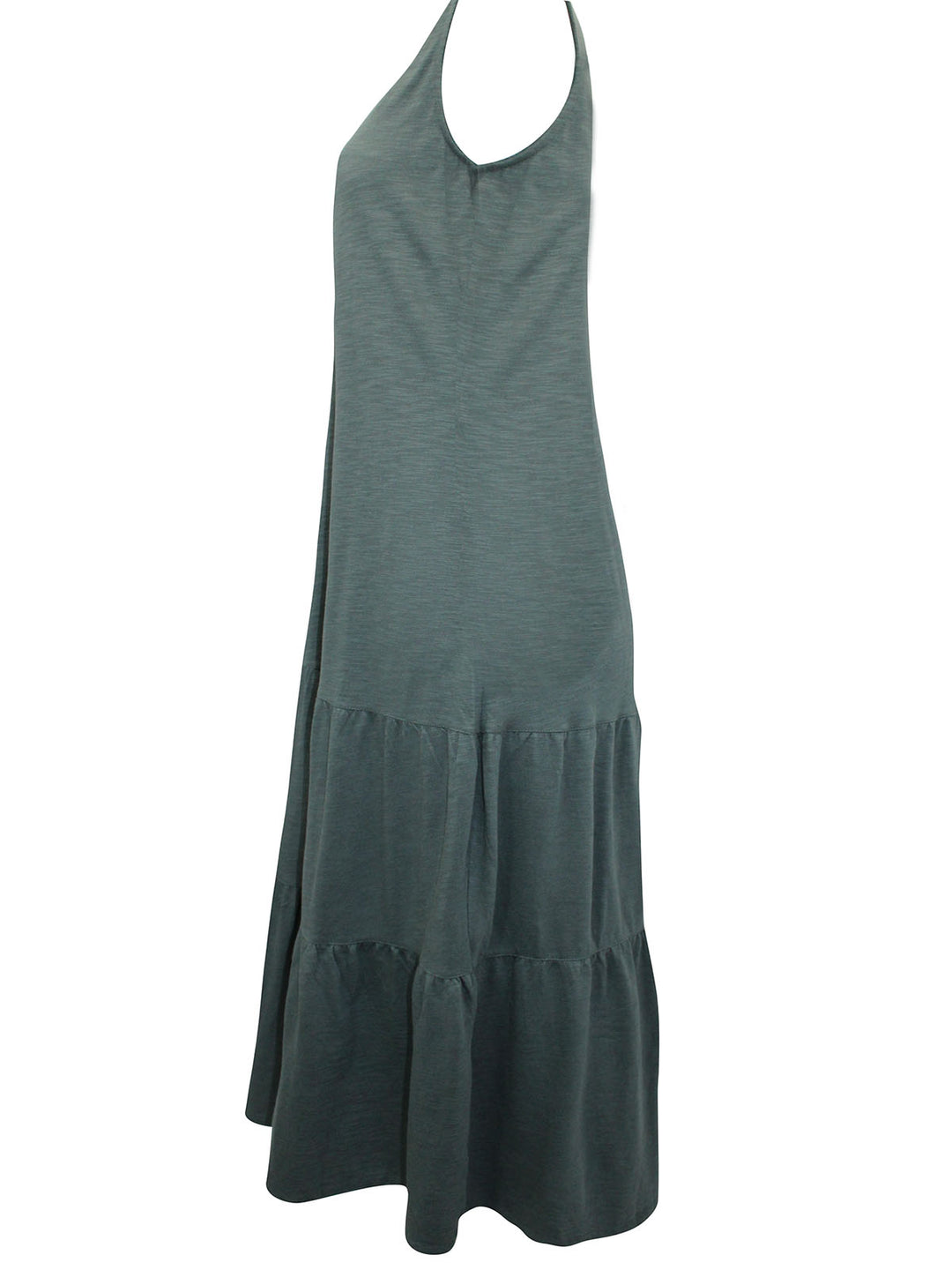 100% Cotton Khaki Sleeveless Tiered Maxi Dress - Free Worldwide Shipping- Sew Royal US