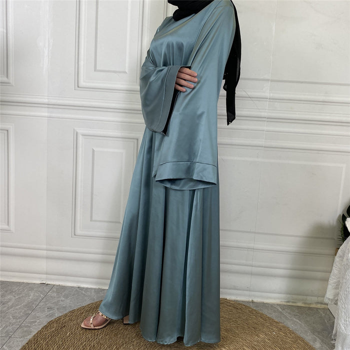 Silky Satin Closed Abaya Dress (10 Colors) - Free Worldwide Shipping- Sew Royal US