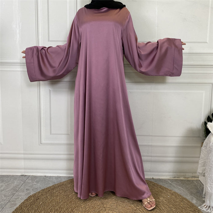 Silky Satin Closed Abaya Dress (10 Colors) - Free Worldwide Shipping- Sew Royal US