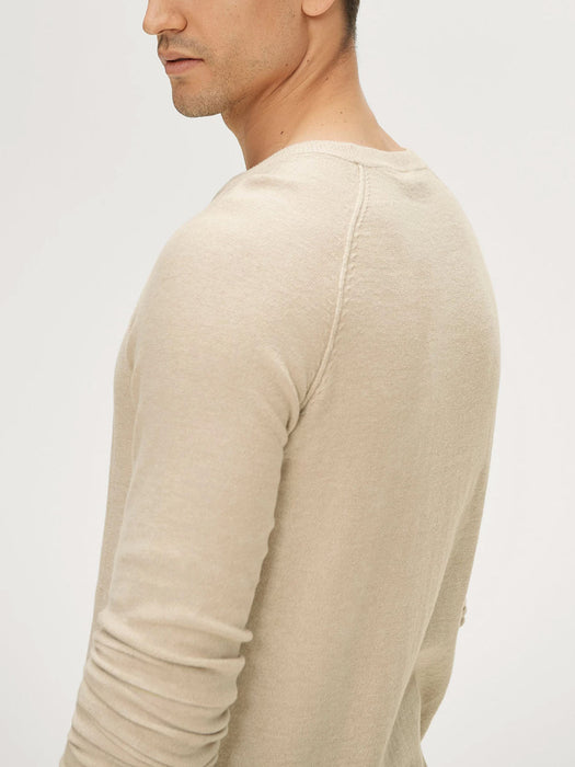 Men's Cream Cotton Fringed Sweater - Free Worldwide Shipping- Sew Royal US