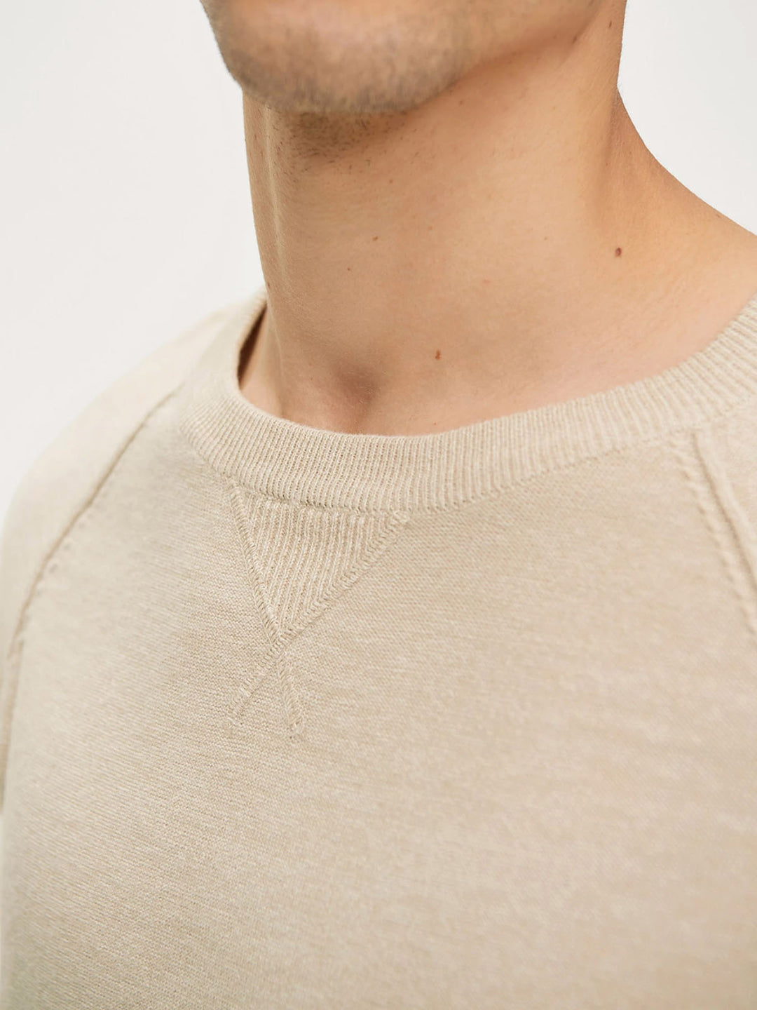 Men's Cream Cotton Fringed Sweater - Free Worldwide Shipping- Sew Royal US