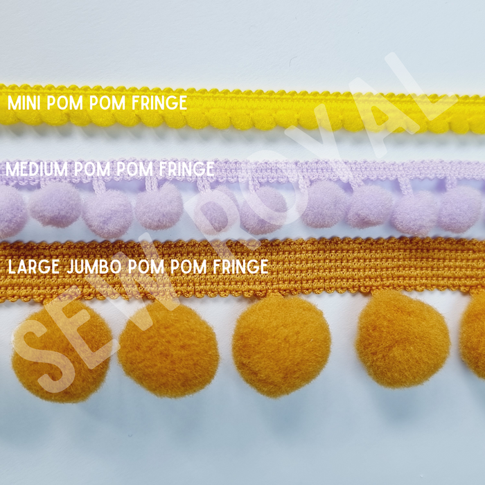 Medium Pom Pom Fringe Trim (18mm) - Free Worldwide Shipping- Sew Royal US