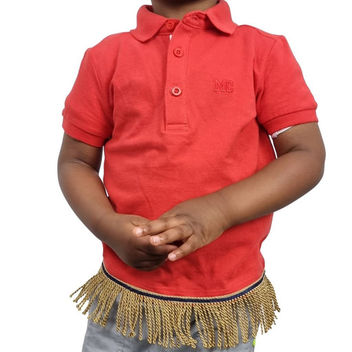 Boys Fringed Polo (Red & Navy) - Free Worldwide Shipping- Sew Royal US