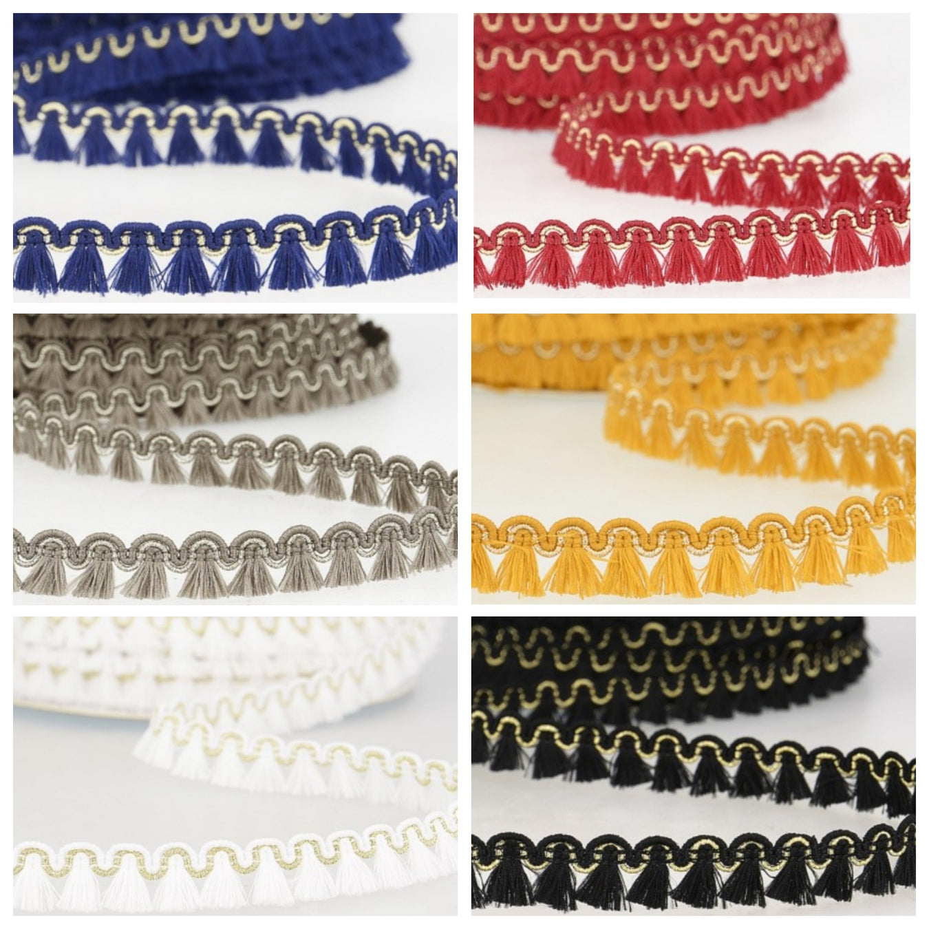 12mm Mini Tassel Fringe with Metallic Trim - Free Worldwide Shipping- Sew Royal US