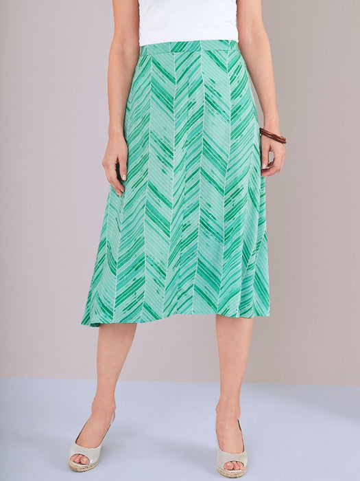 Mint-Green Chevron-Print Midi Skirt - Free Worldwide Shipping- Sew Royal US