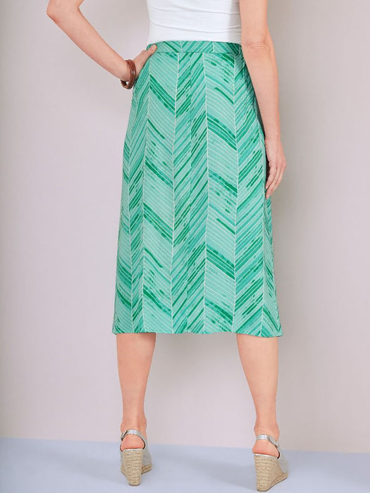 Mint-Green Chevron-Print Midi Skirt - Free Worldwide Shipping- Sew Royal US