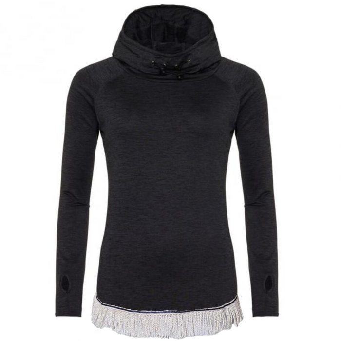 Women's Active Cowl Neck Fringed Tee - Free Worldwide Shipping- Sew Royal US