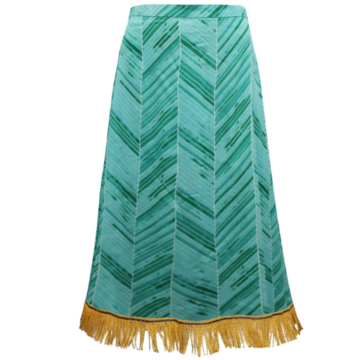 Mint-Green Chevron-Print Midi Skirt - Free Worldwide Shipping- Sew Royal US
