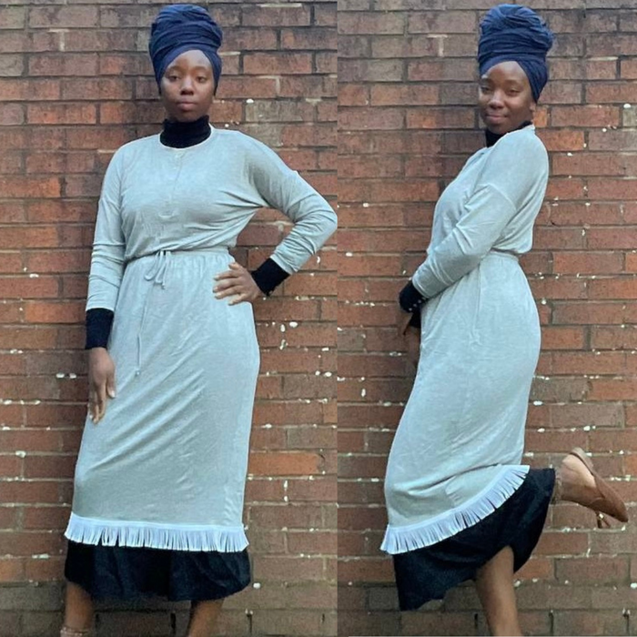 Button Up Neck Midi Dress