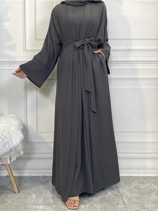 Maxi Dress & Cardigan Set w/ Pockets