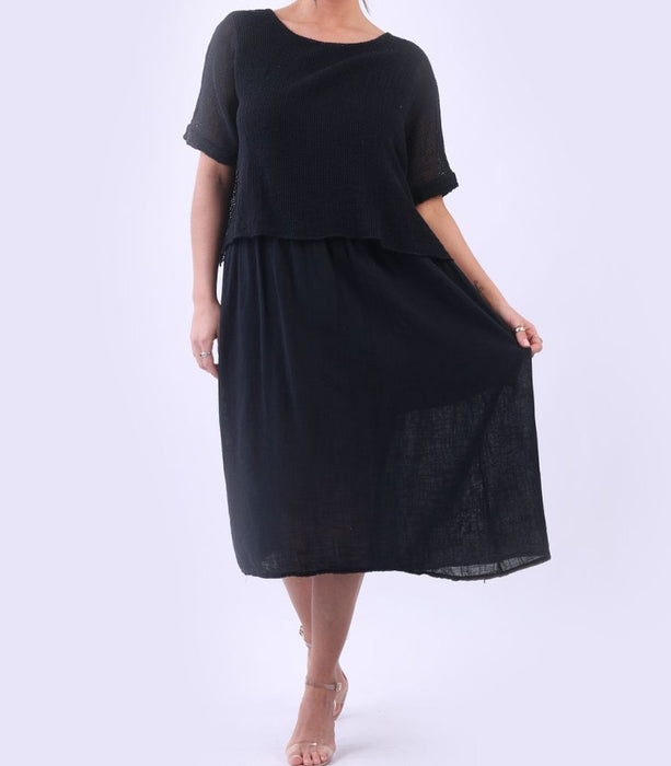 2 Layer Cotton Midi Dress
