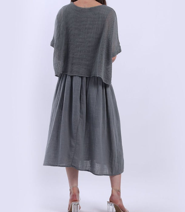 2 Layer Cotton Midi Dress