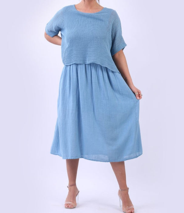 2 Layer Cotton Midi Dress