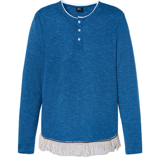 Men's Long Sleeve Crew-Neck T-Shirt with Fringes - Free Worldwide Shipping- Sew Royal US