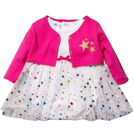 Girls Gold Star Dress with Bolero Set with Fringes - Free Worldwide Shipping- Sew Royal US