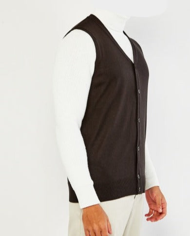 Sleeveless Black Vest Cardigan - Free Worldwide Shipping- Sew Royal US